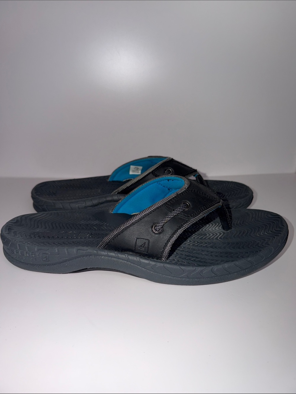 Sperry Top-Sider Men’s Flip Flop Sandals Black Gray Size 11M Comfort Thong Slide